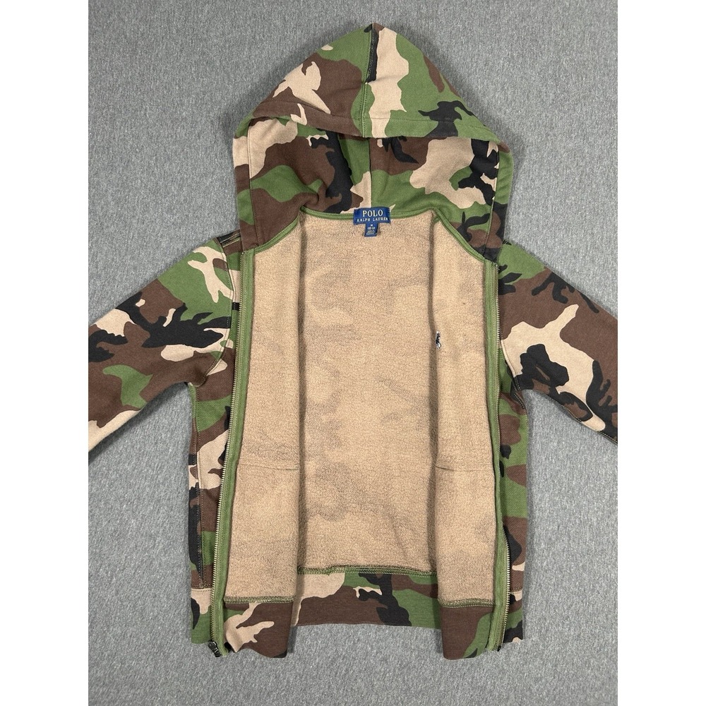 Polo Ralph Lauren Boys Camo Print Full-Zip Hoodie Fleece Size M (10-12) - Picture 5 of 11
